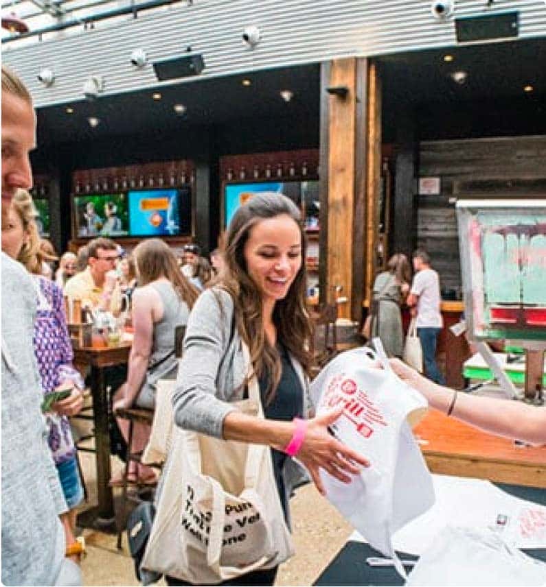 A girl holding a bag